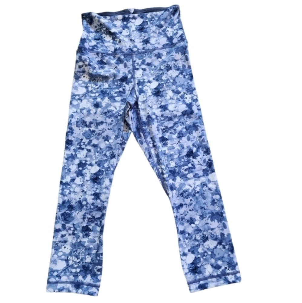 Lululemon Run With the Waves Dappled Blossom‎ Multi Crop Leggings Women's Size 6